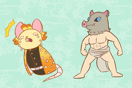 Kimetsu no Nyaiba - Zenitsu and Inosuke